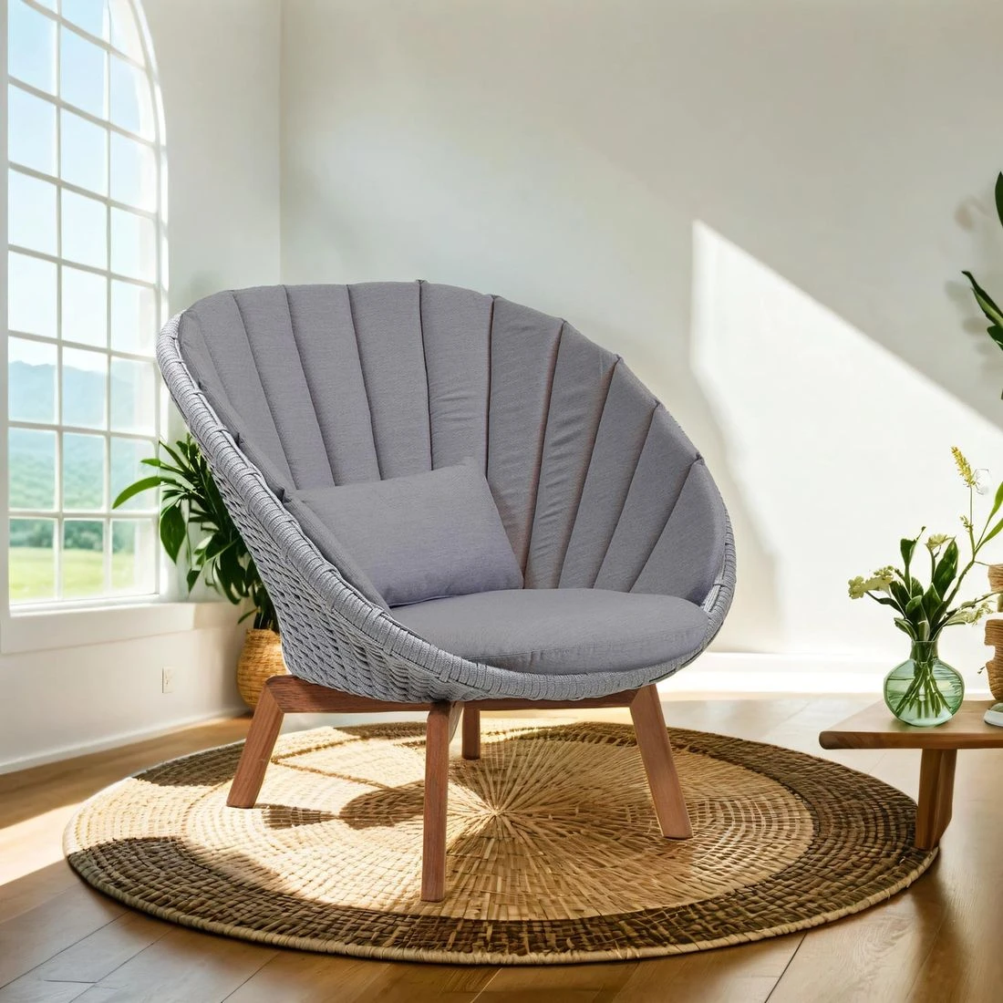 Cane-Line Peacock Loungesessel Teak/Rope Light Grey/Grey 1 Cane-Line Peacock Loungesessel Teak/Rope Light Grey/Grey