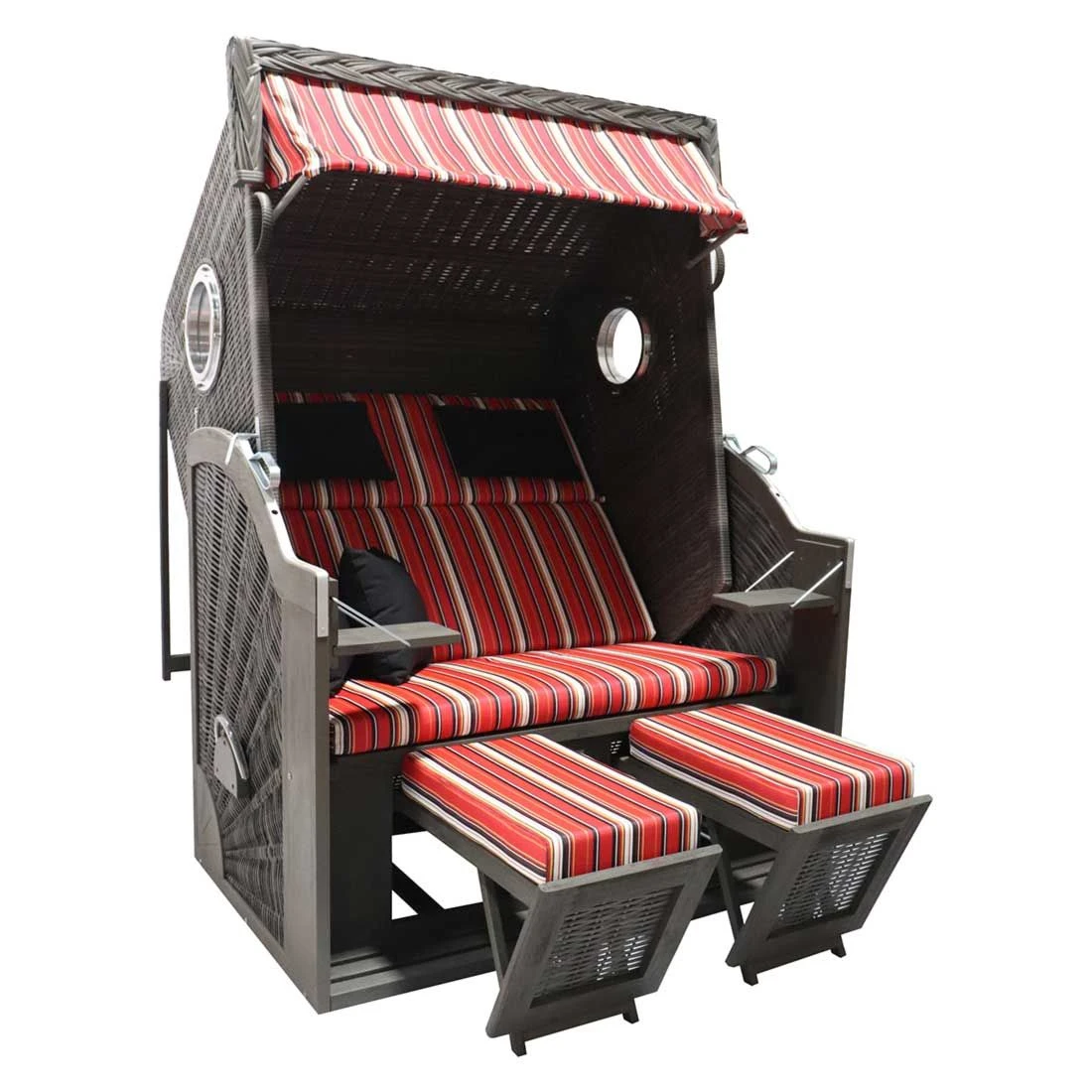 DeVries Pure Cliff XL SUN Strandkorb Geflecht/Pinienholz 443 Grau Gebürstet 2 DeVries Pure Cliff XL SUN Strandkorb Geflecht/Pinienholz 443 Grau Gebürstet – Bild 2