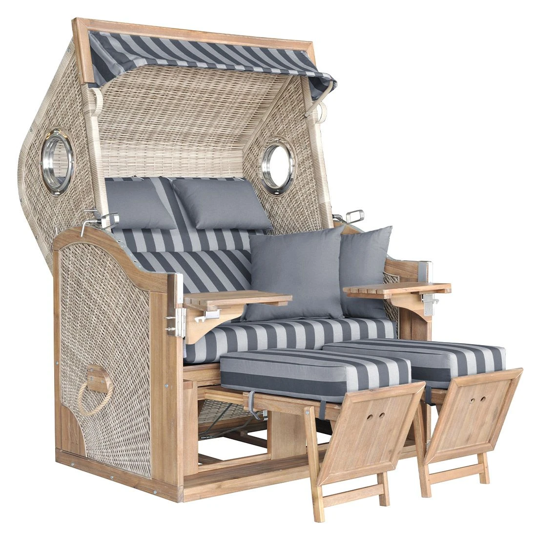 DeVries Pure Greenline 175XL Strandkorb Geflecht/Akazie Ice Flower 3 DeVries Pure Greenline 175XL Strandkorb Geflecht/Akazie Ice Flower – Bild 3