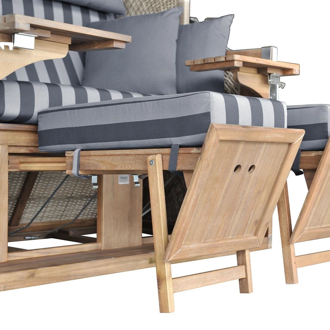 DeVries Pure Greenline 175XL Strandkorb Geflecht/Akazie Ice Flower 6 DeVries Pure Greenline 175XL Strandkorb Geflecht/Akazie Ice Flower – Bild 6