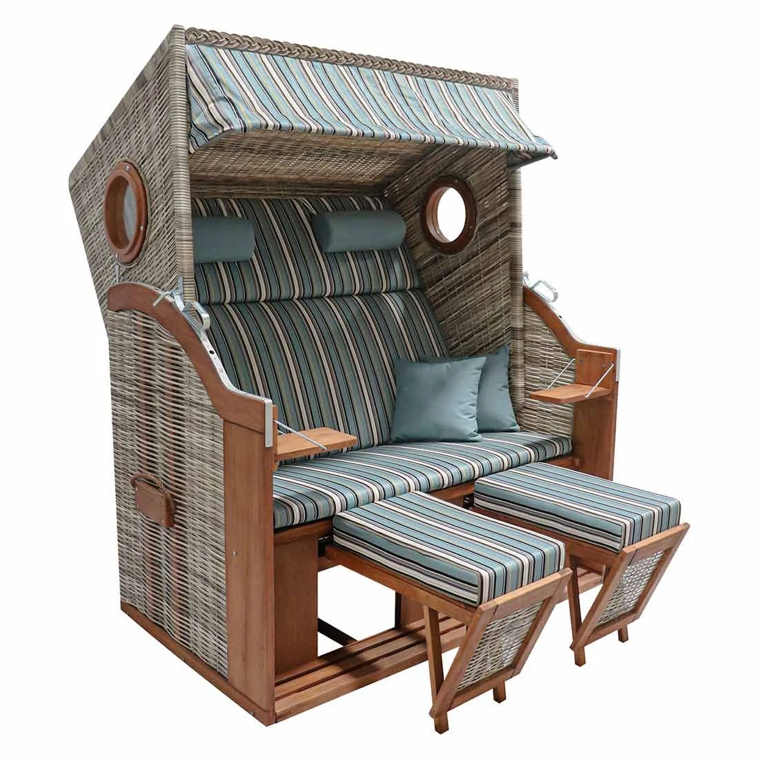 DeVries Pure Wave XL Strandkorb Geflecht/Pinie Des.444 Seashell/Light Brown Glazed 1 DeVries Pure Wave XL Strandkorb Geflecht/Pinie Des.444 Seashell/Light Brown Glazed