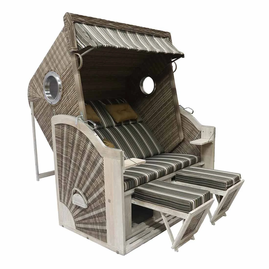 DeVries Pure Cliff XXL Strandkorb Pinie/Geflecht Des.440 White Kubu 2 DeVries Pure Cliff XXL Strandkorb Pinie/Geflecht Des.440 White Kubu – Bild 2