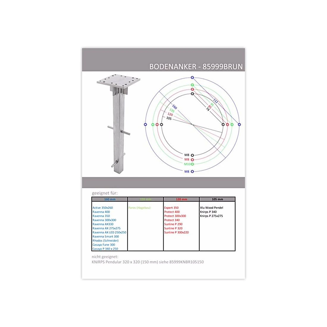 Doppler Bodenhülse/Bodenanker LK106/LK120/LK135/LK159 2 Doppler Bodenhülse/Bodenanker LK106/LK120/LK135/LK159 – Bild 2
