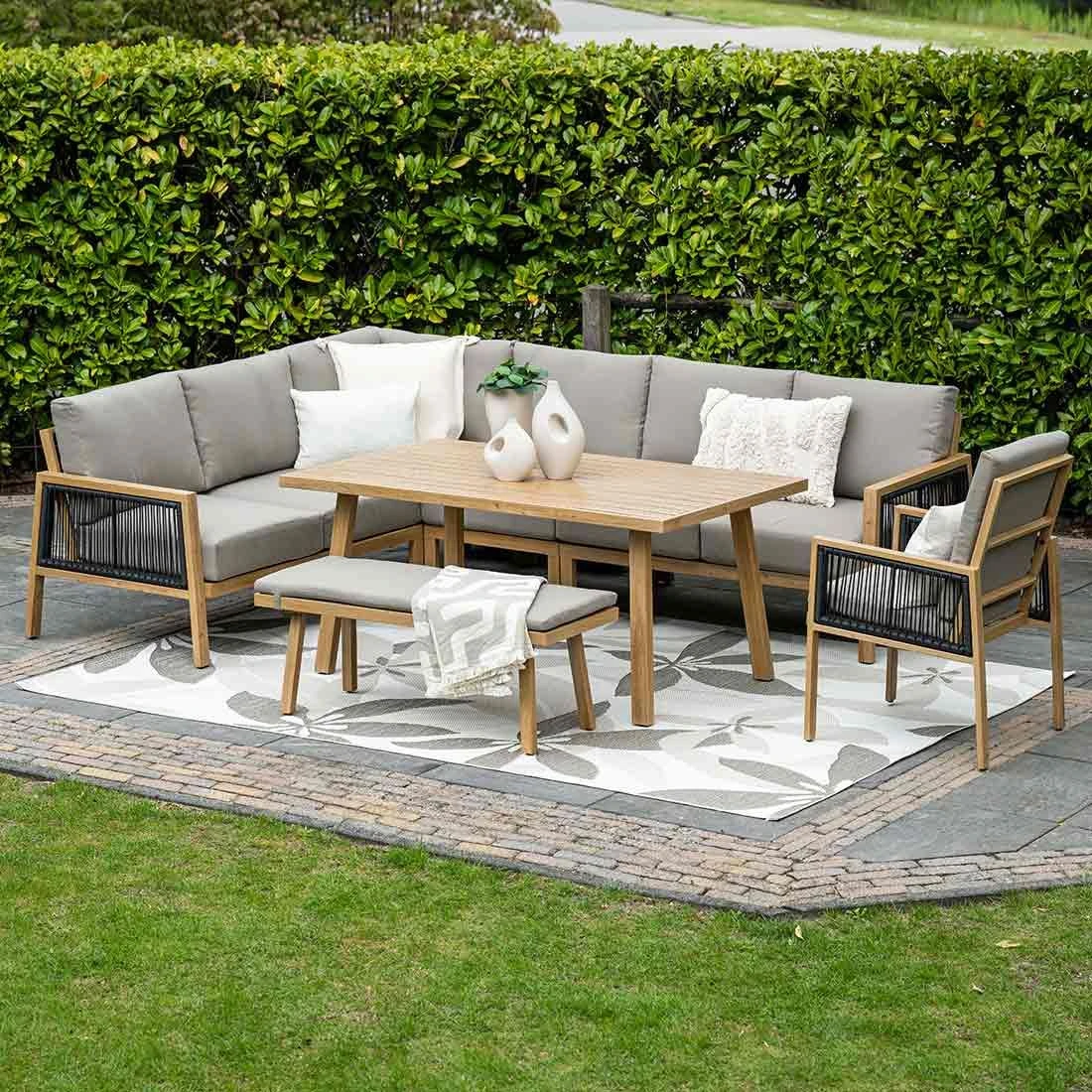 Garden Impressions Decala Dininglounge 5-tlg. Aluminium/Rope/Textilene Teaklook/Taupe 10 Garden Impressions Decala Dininglounge 5-tlg. Aluminium/Rope/Textilene Teaklook/Taupe – Bild 10