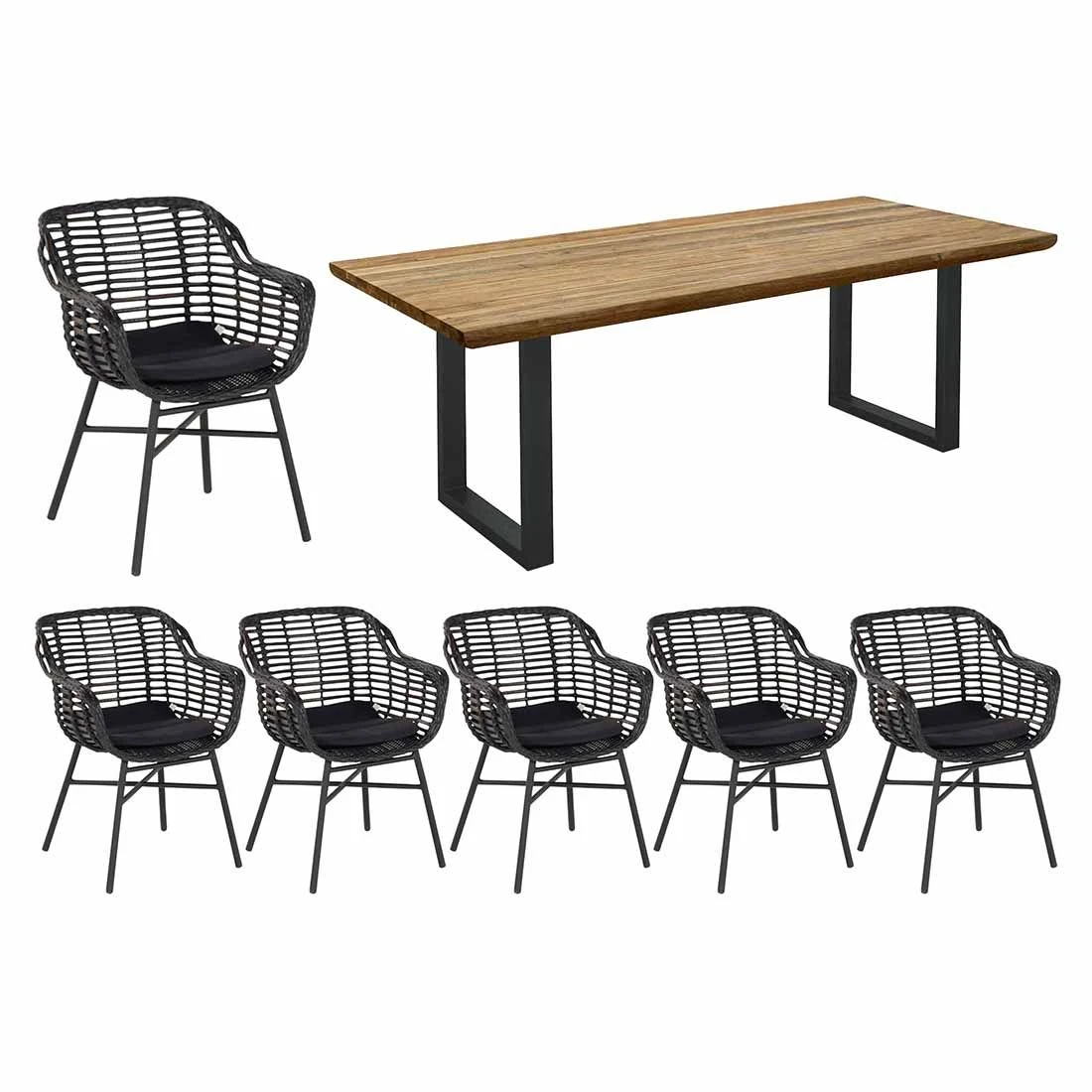 Hartman Cecilia Gartenmöbel-Set 7-tlg. Tisch 200x100cm Carbon Black/Black Puma 1 Hartman Cecilia Gartenmöbel-Set 7-tlg. Tisch 200x100cm Carbon Black/Black Puma