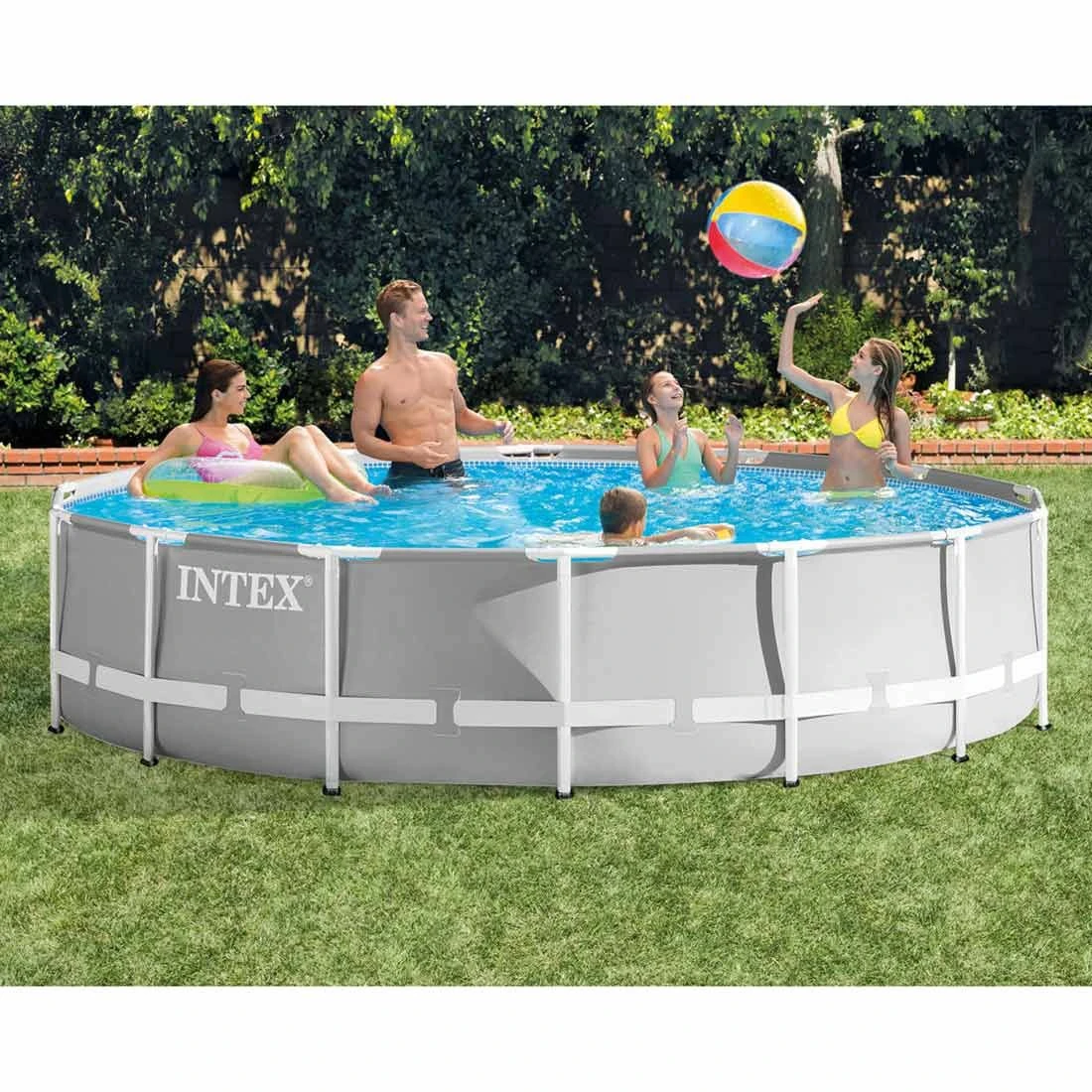 Intex PrismFrame Pool-Set Inkl GS-Filterpumpe Ø427x107cm Grau 2 Intex PrismFrame Pool-Set Inkl GS-Filterpumpe Ø427x107cm Grau – Bild 2