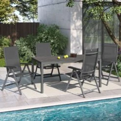 Kettler Basic Plus Gartenmöbelset 5-tlg. Mit Tisch160x90cm Anthrazit