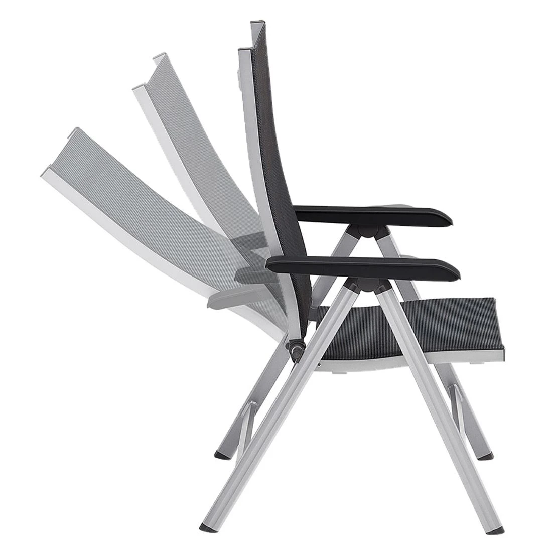 Kettler Basic+ Premium Klappsessel Aluminium/Textilene Silber/Lakritz 5 Kettler Basic+ Premium Klappsessel Aluminium/Textilene Silber/Lakritz – Bild 5