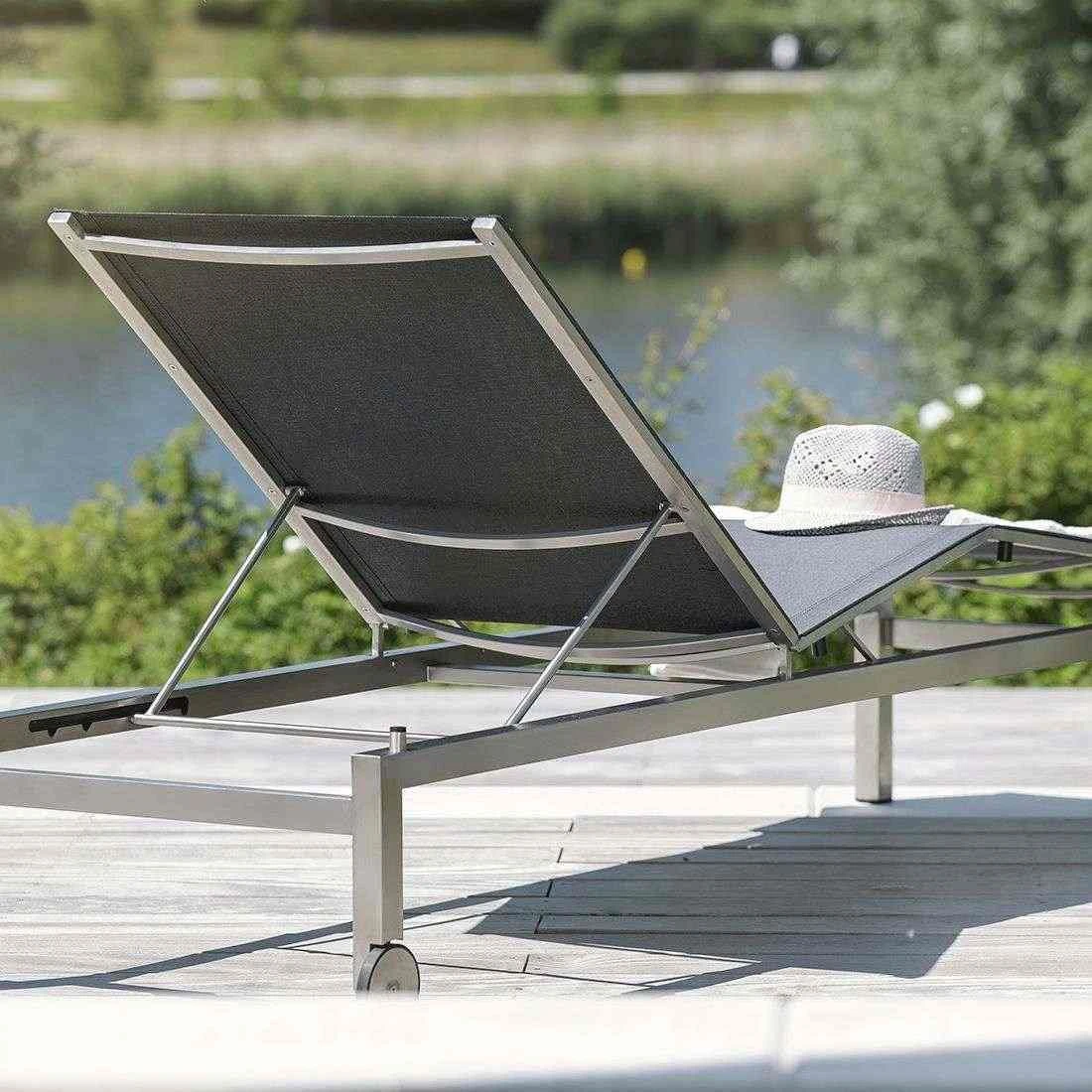 Kettler Feel Gartenliege Edelstahl/Textilene Grau Meliert 5 Kettler Feel Gartenliege Edelstahl/Textilene Grau Meliert – Bild 5