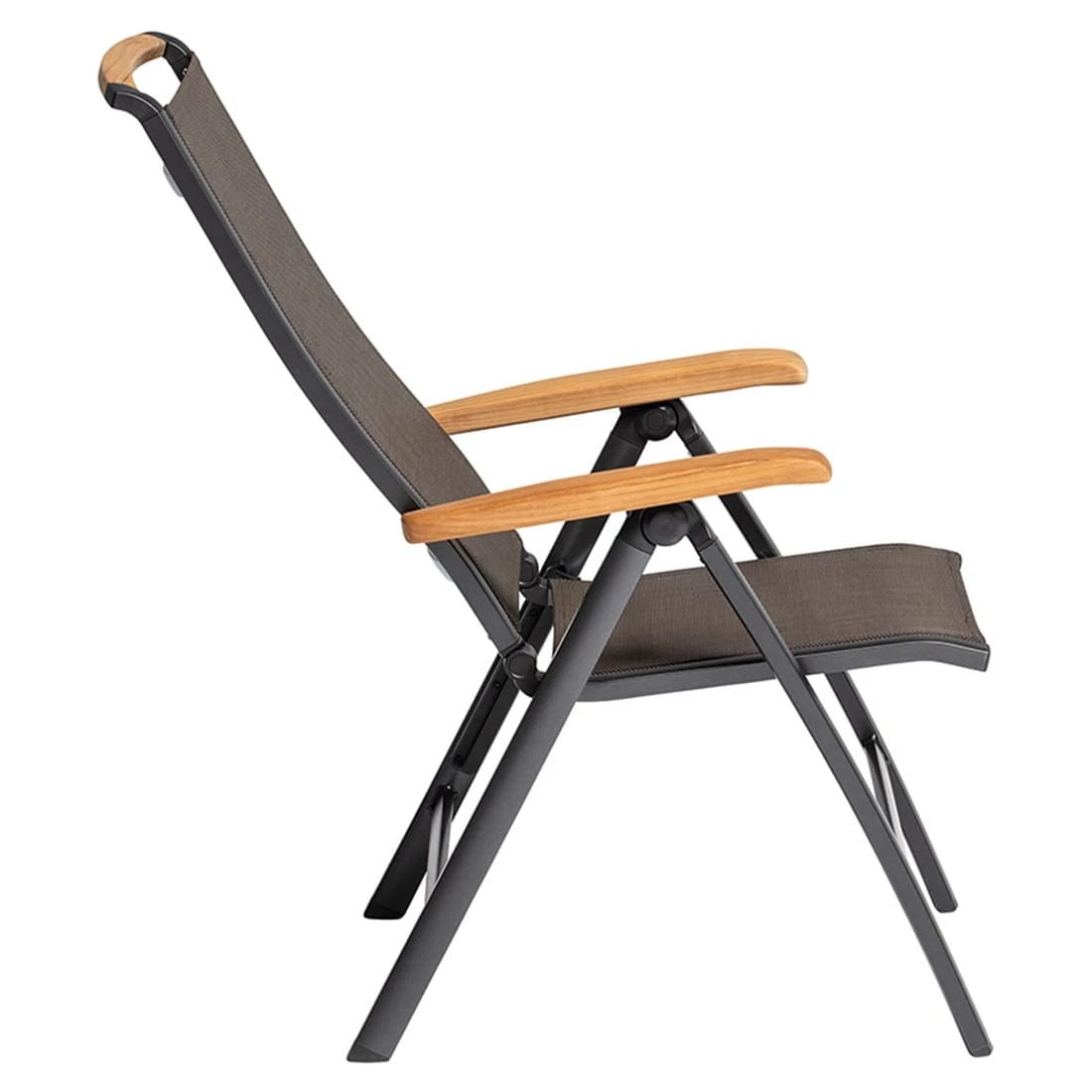 Kettler Memphis Klappsessel Aluminium/Textilene Mit Teak-Armlehnen Anthrazit/Bronze 7 Kettler Memphis Klappsessel Aluminium/Textilene Mit Teak-Armlehnen Anthrazit/Bronze – Bild 7