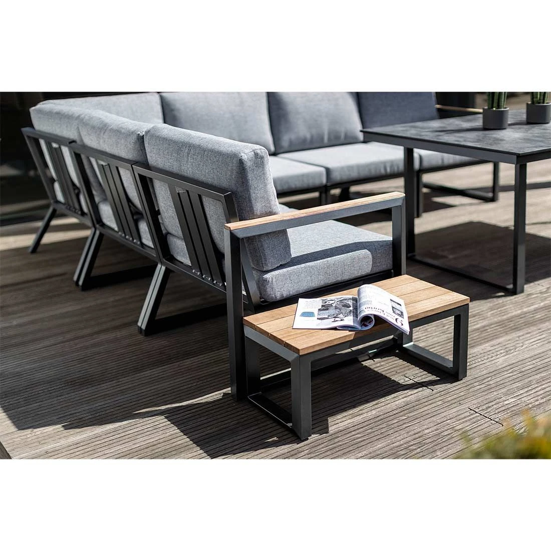 Kettler Ocean Skid Beistelltisch Aluminium/Teak Anthrazit/Teak 6 Kettler Ocean Skid Beistelltisch Aluminium/Teak Anthrazit/Teak – Bild 6