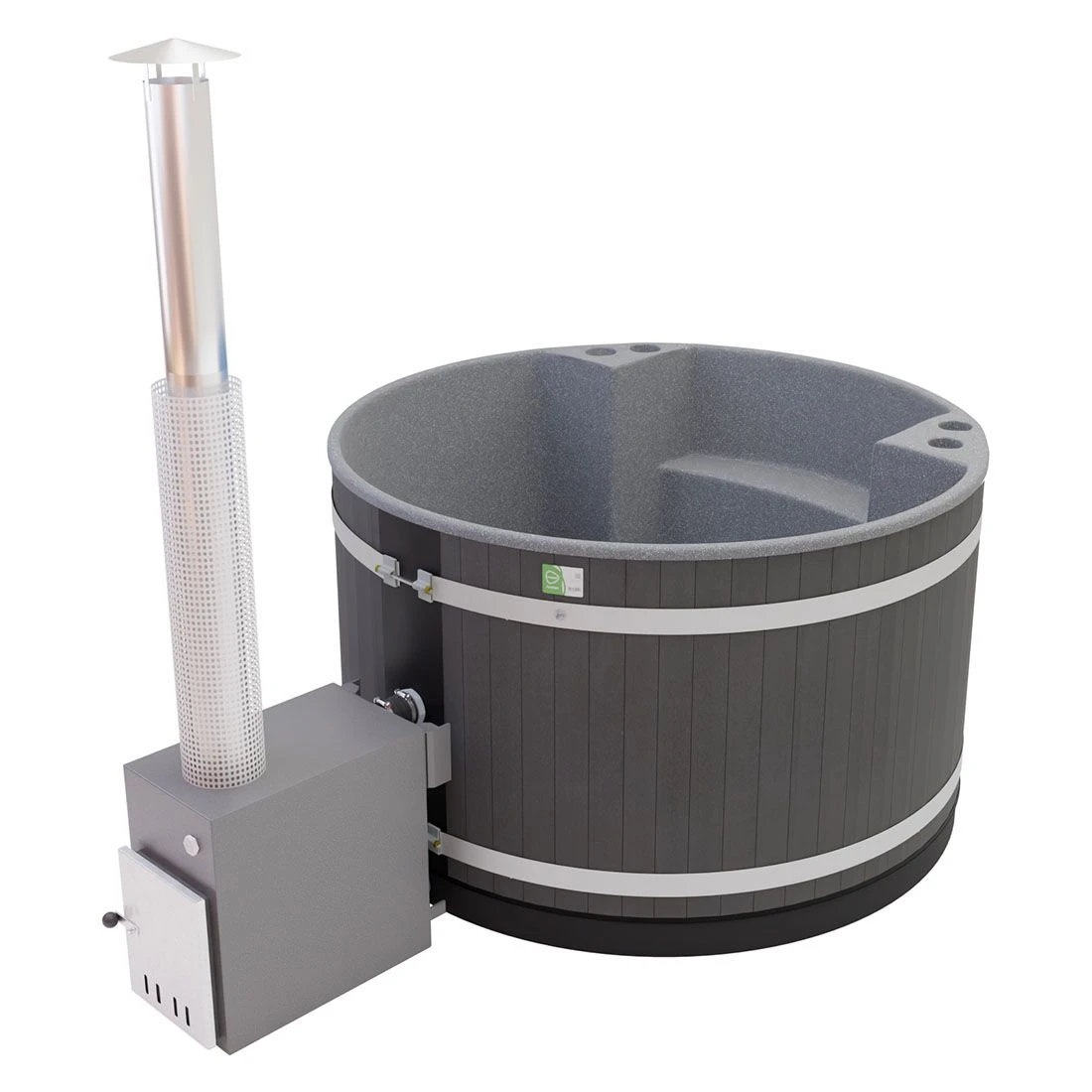 KIRAMI Comfort Family M Badefass-Set Hot Tub Ø170cm Night Black/Stone Grey 1 KIRAMI Comfort Family M Badefass-Set Hot Tub Ø170cm Night Black/Stone Grey