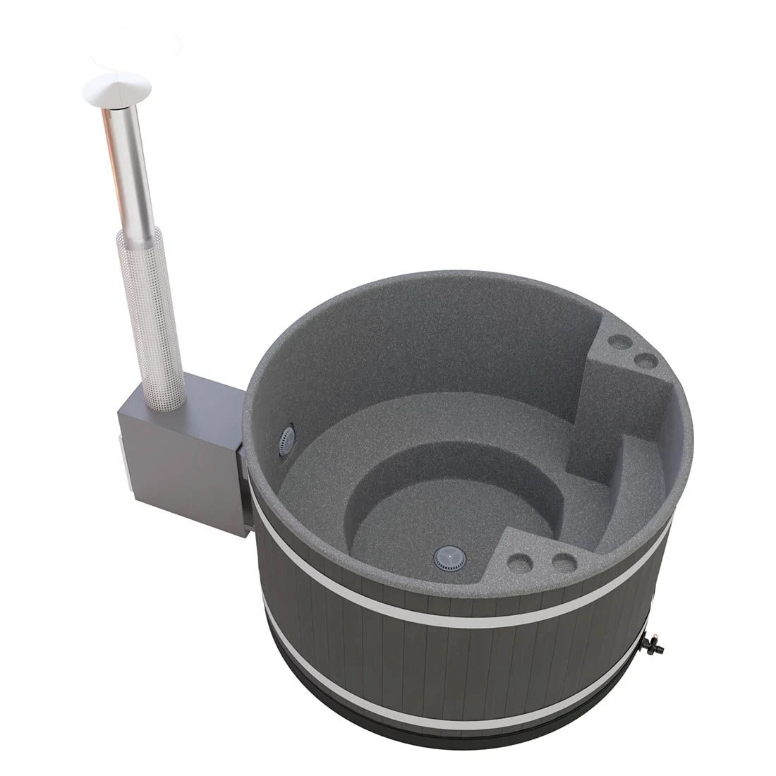 KIRAMI Comfort Family M Badefass-Set Hot Tub Ø170cm Night Black/Stone Grey 2 KIRAMI Comfort Family M Badefass-Set Hot Tub Ø170cm Night Black/Stone Grey – Bild 2