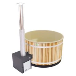 KIRAMI Comfort Steady M Badefass-Set Hot Tub Ø170cm Natur/Caramel Beige