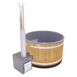 KIRAMI Comfort Steady M Badefass-Set Hot Tub Ø170cm Natur/Casual Grey