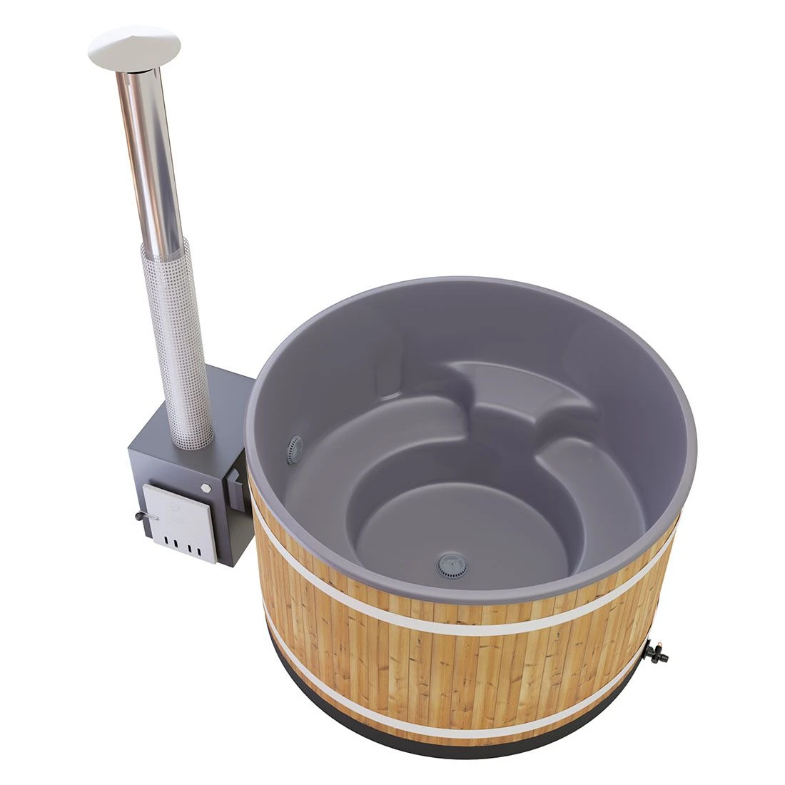 KIRAMI Comfort Steady M Badefass-Set Hot Tub Ø170cm Natur/Casual Grey 2 KIRAMI Comfort Steady M Badefass-Set Hot Tub Ø170cm Natur/Casual Grey – Bild 2