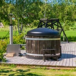 KIRAMI Original Breezy M Badefass-Set Hot Tub Ø170cm Coal Black/Light Grey -Garten Paradies Verkauf kirami original breezy m badefass set durchm170cm 1381548 9