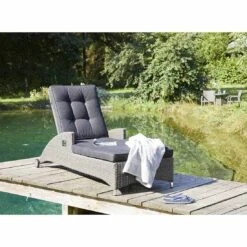 LC Garden Barcelona Gartenliege Geflecht/Polyester Grau Mix/Schwarz -Garten Paradies Verkauf l c wholesaler barcelona loungeliege geflecht verstellbar 3