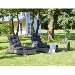 LC Garden Barcelona Gartenliege Geflecht/Polyester Grau Mix/Schwarz -Garten Paradies Verkauf l c wholesaler barcelona loungeliege geflecht verstellbar 4