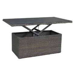 LC Garden Barcelona Loungetisch 130x75cm Geflecht/Glas-Keramik Grau Mix/Schwarz