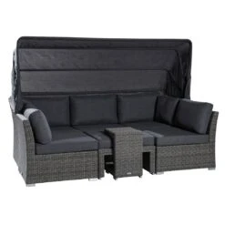LC Garden Barcelona Loungeinsel 5-tlg. Geflecht Grau Mix/Schwarz