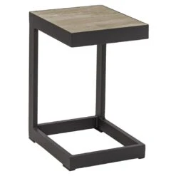 LC Garden Komido Beistelltisch 32x40cm Aluminium/Keramik Anthrazit/Holzoptik Grau