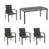LC Garden Komido Gartenmöbelset 5-tlg. Mit Tisch 160x90cm Anthrazit/Omega Braun