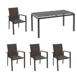 LC Garden Komido Gartenmöbelset 5-tlg. Mit Tisch 160x90cm Anthrazit/Omega Braun