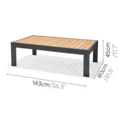 LifestyleGarden Palau Loungetisch 143x80cm Aluminium/Teak Dark Grey -Garten Paradies Verkauf lifestylegarden palau loungetisch 143x80cm aluminium teak dark grey 1192766 3