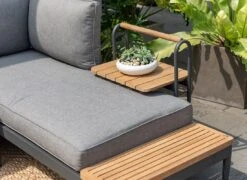 LifestyleGarden Topaz Beistelltisch 52x37,5cm Aluminium/Teakholz Magnesium Grau/Teak -Garten Paradies Verkauf lifestylegarden topaz beistelltisch 52x37 5cm aluminium teakholz 1440640 3