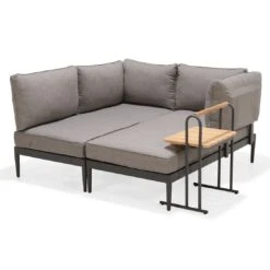 LifestyleGarden Topaz Beistelltisch 52x37,5cm Aluminium/Teakholz Magnesium Grau/Teak -Garten Paradies Verkauf lifestylegarden topaz beistelltisch 52x37 5cm aluminium teakholz 1440640 5