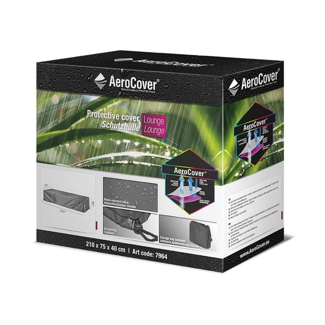 AeroCover Gartenliege Schutzhülle 210x75x40cm Polyester Uni Anthrazit 8 AeroCover Gartenliege Schutzhülle 210x75x40cm Polyester Uni Anthrazit – Bild 8