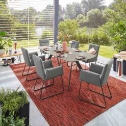 Musterring Madrid Gartenmöbelset 7tlg. Mit Tisch 200x100cm Anthrazit