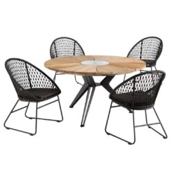 Niehoff Kuta Gartenmöbel-Set 5-tlg. Mit Tisch Ø140cm Anthrazit/Teak Recycelt