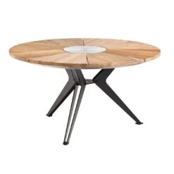 Niehoff Kuta Gartenmöbel-Set 5-tlg. Mit Tisch Ø140cm Anthrazit/Teak Recycelt -Garten Paradies Verkauf niehoff kuta diningset 5 tlg alu kordel teak 3