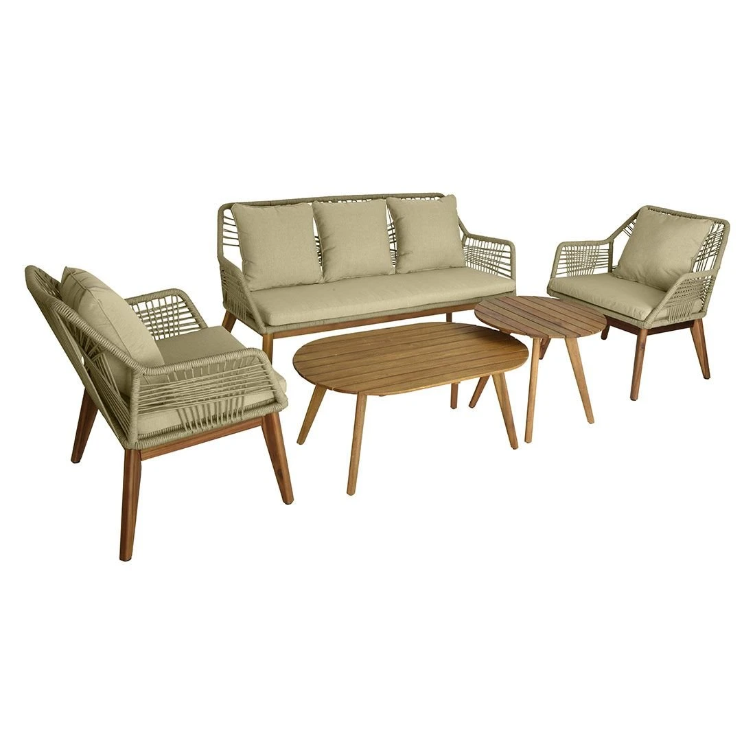 Outdoor Living Seville Loungeset 5-tlg. Akazie/Rope Braun/Sand 1 Outdoor Living Seville Loungeset 5-tlg. Akazie/Rope Braun/Sand