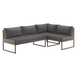 OUTLIV. Floris Dininglounge 3-tlg. Stahl/Akazie Schwarz/Grau -Garten Paradies Verkauf outliv floris dininglounge 3 tlg stahl akazie schwarz grau 1241353 3