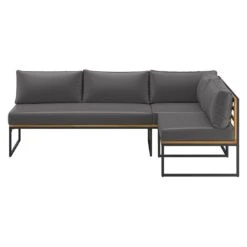 OUTLIV. Floris Dininglounge 3-tlg. Stahl/Akazie Schwarz/Grau -Garten Paradies Verkauf outliv floris dininglounge 3 tlg stahl akazie schwarz grau 1241353 4