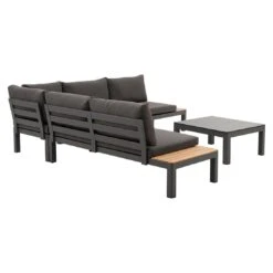 OUTLIV. Freddo Ecklounge 4-teilig Aluminium/Polster/Teak Dunkelgrau -Garten Paradies Verkauf outliv freddo loungeecke 4 teilig aluminium polster teak 1355027 3