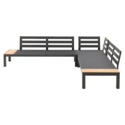 OUTLIV. Freddo Ecklounge 4-teilig Aluminium/Polster/Teak Dunkelgrau -Garten Paradies Verkauf outliv freddo loungeecke 4 teilig aluminium polster teak 1355027 4