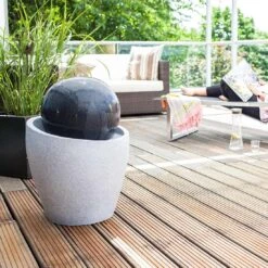 Heissner Jupiter LED Gartenbrunnen Polystone Schwarz/Grau -Garten Paradies Verkauf outliv jupiter led gartenbrunnen schwarz grau 1302612 2