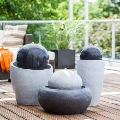 Heissner Jupiter LED Gartenbrunnen Polystone Schwarz/Grau -Garten Paradies Verkauf outliv jupiter led gartenbrunnen schwarz grau 1302612 3