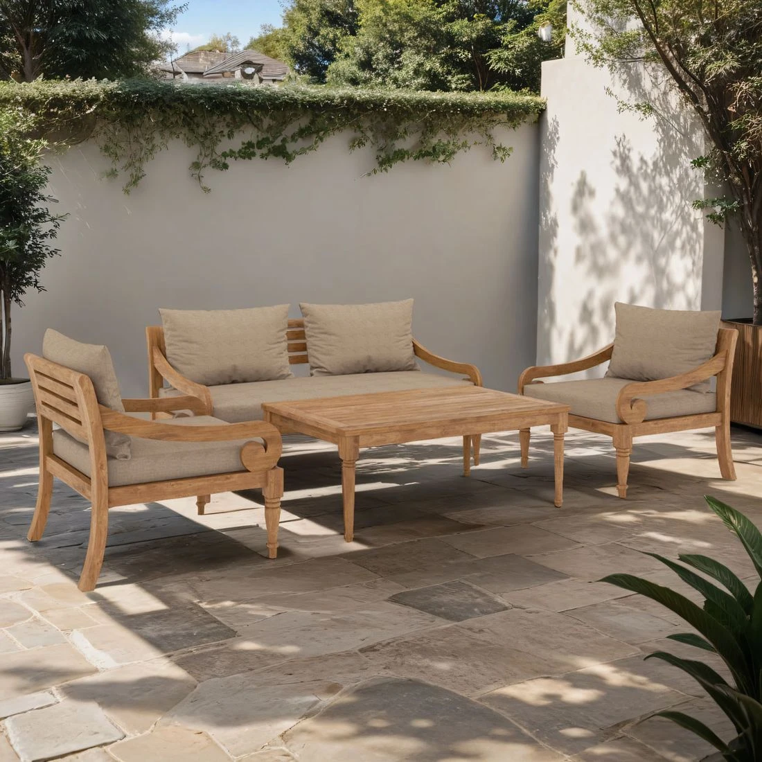 OUTLIV. Korfu Loungeset 4-tlg. Teak/Olefin Natur/Braun 1 OUTLIV. Korfu Loungeset 4-tlg. Teak/Olefin Natur/Braun