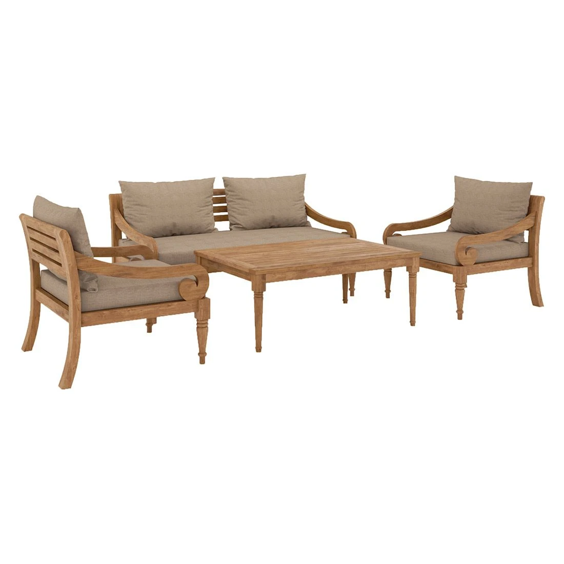 OUTLIV. Korfu Loungeset 4-tlg. Teak/Olefin Natur/Braun 2 OUTLIV. Korfu Loungeset 4-tlg. Teak/Olefin Natur/Braun – Bild 2