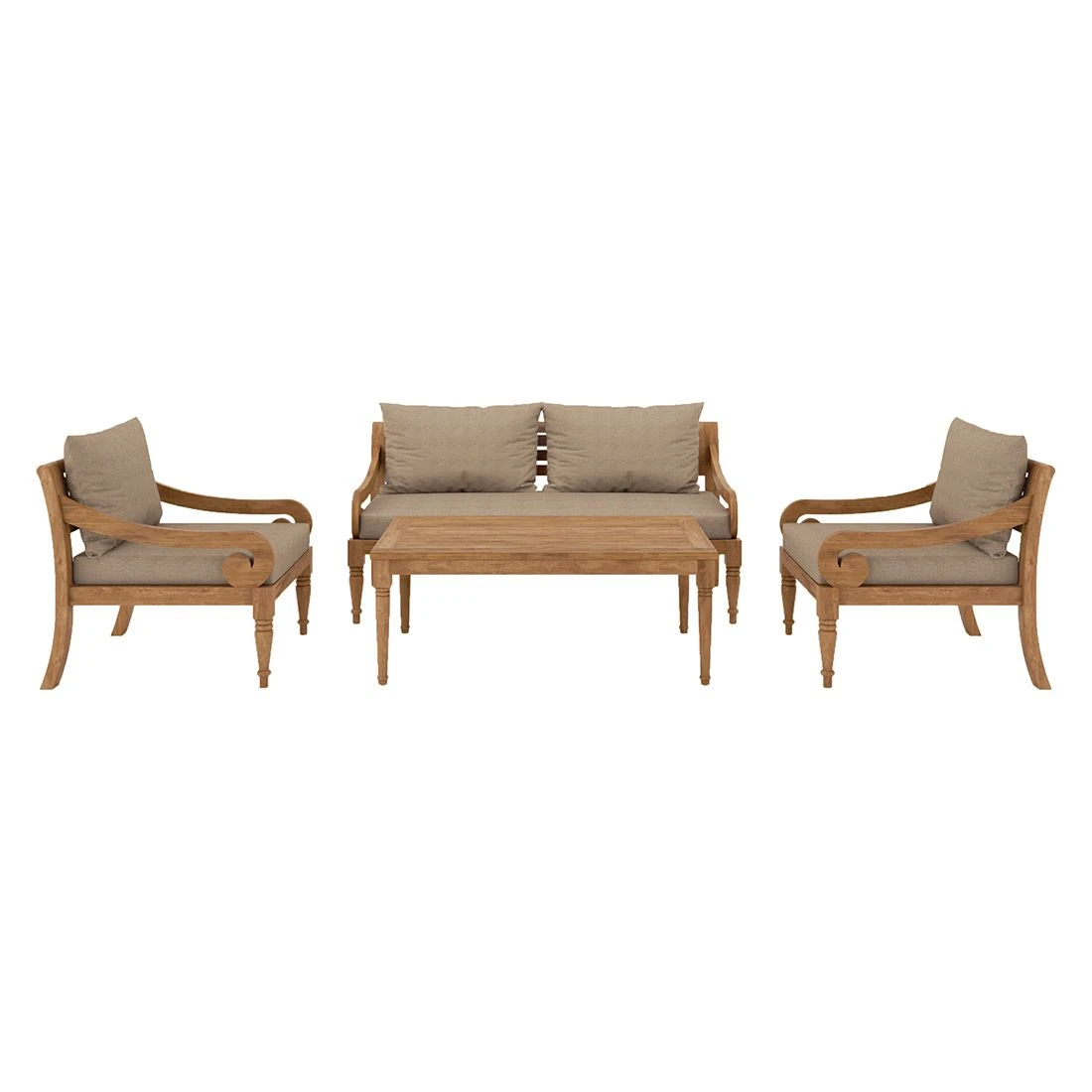 OUTLIV. Korfu Loungeset 4-tlg. Teak/Olefin Natur/Braun 3 OUTLIV. Korfu Loungeset 4-tlg. Teak/Olefin Natur/Braun – Bild 3