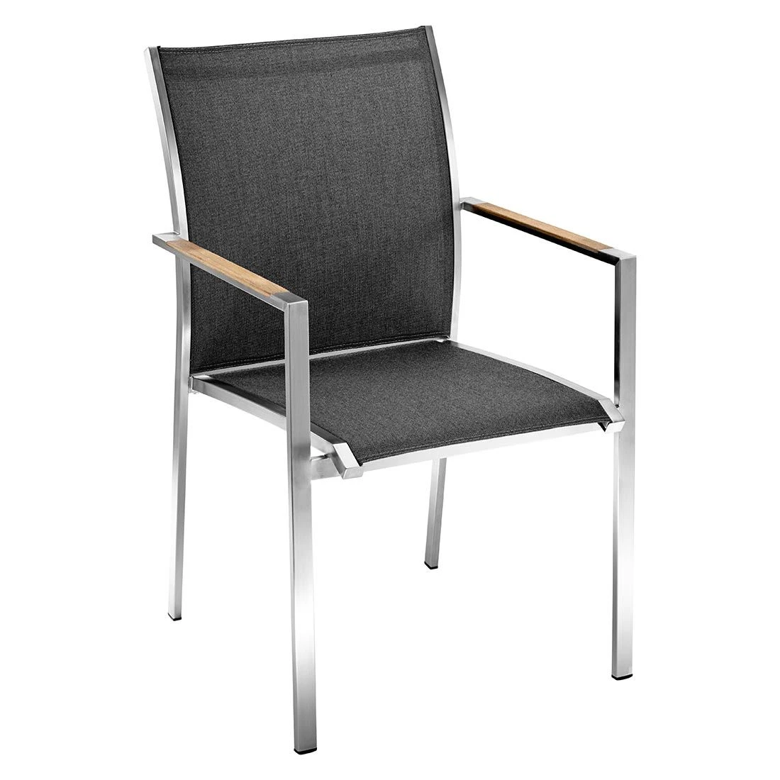 OUTLIV. Kreta Gartenmöbelset 7-tlg. Stapelsessel Mit Tisch 220x100cm Silber/Coal 2 OUTLIV. Kreta Gartenmöbelset 7-tlg. Stapelsessel Mit Tisch 220x100cm Silber/Coal – Bild 2