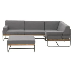 OUTLIV. Largo Ecklounge Stahl/Kunstfaser Anthrazit/Royal Dark Grey -Garten Paradies Verkauf outliv largo loungeecke 5tlg stahl pulver akazie kissen anthrazit grau 1205394 5
