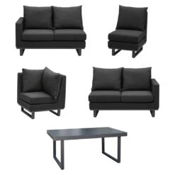 OUTLIV. By Detlef Steves Miami Dininglounge 5-tlg. Sunbrella Anthrazit/Sooty -Garten Paradies Verkauf outliv miami dininglounge 5 tlg sunbrella 1348680 3