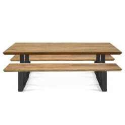 OUTLIV. Orlando Gartenmöbelset 3-tlg. Tisch 240x100cm Edelstahl/Teak Recycelt Charcoal/Teak Recycelt