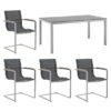 OUTLIV. Rimini Gartenmöbelset 5-tlg. Mit Tisch 160x90 Cm Silber-Schwarz/Zement